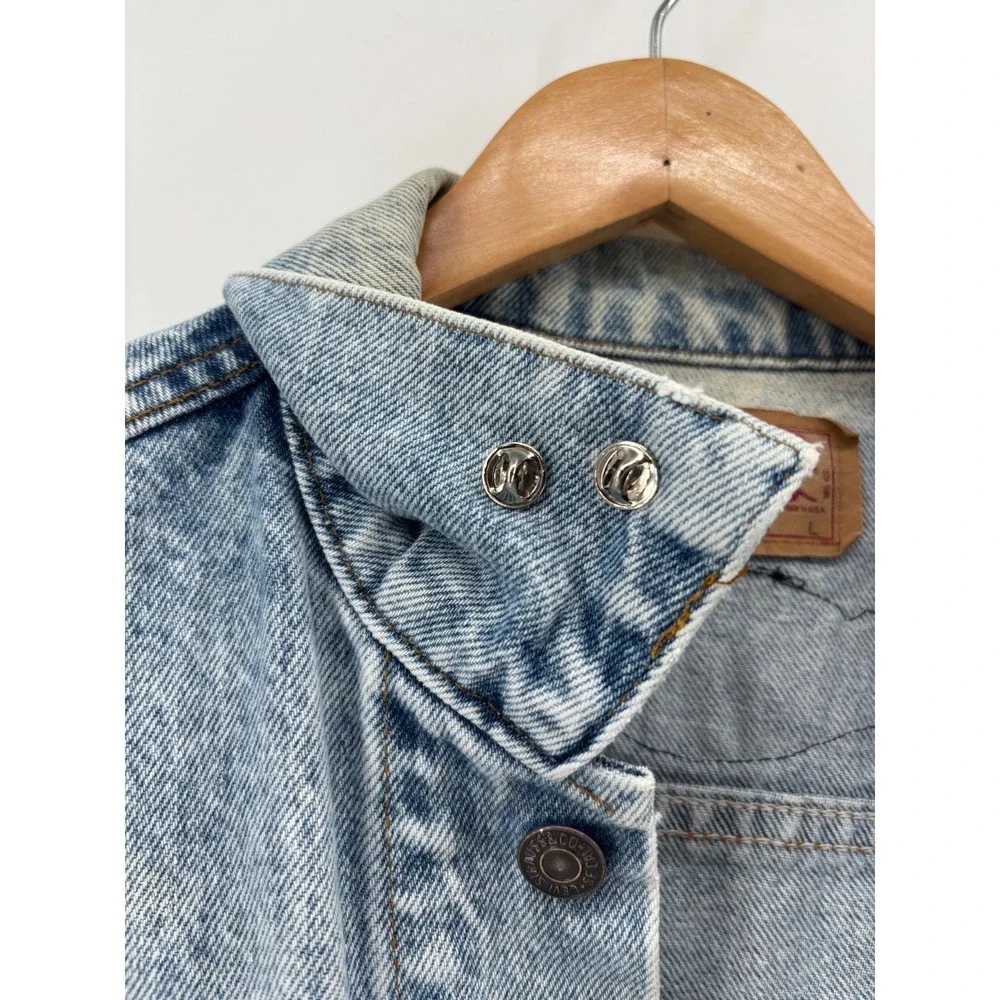 Levis Denim Vest Mens Blue Trucker Big Dog Motorcycles Choppers Large Vintage